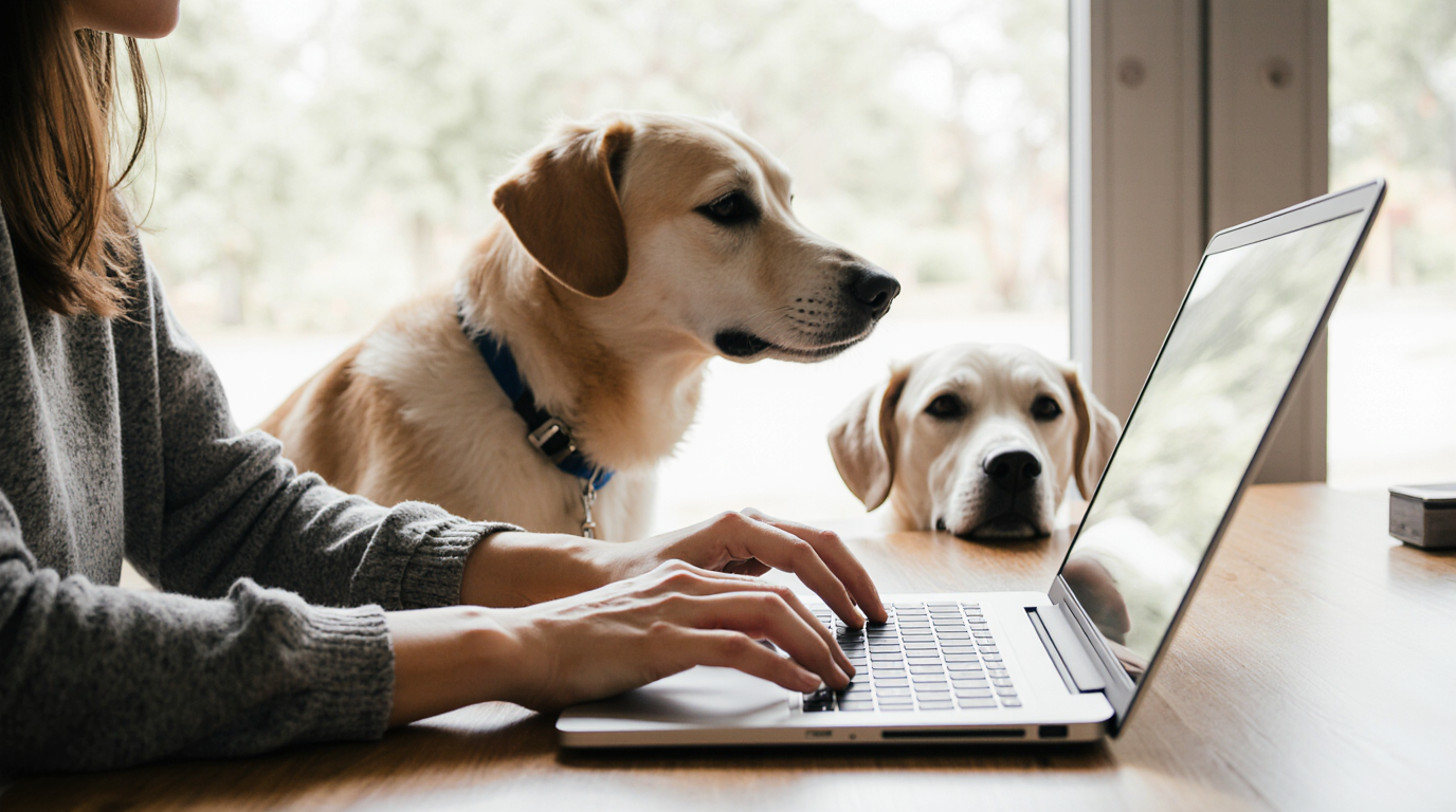 Hundebesitzerin füllt Online-Formular aus