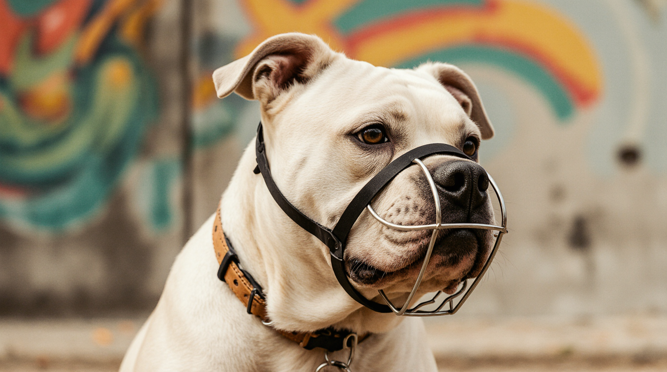 Listenhund mit Maulkorb